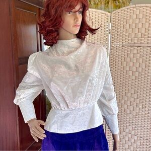 Vintage Elegant White Women's silky blouse, made in Britain